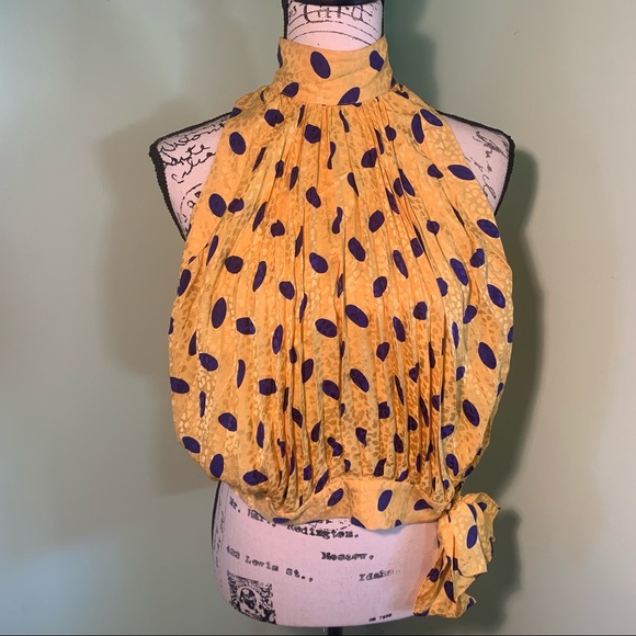 Vintage Tops - polka dot animal print blouse Y2K sexy!!